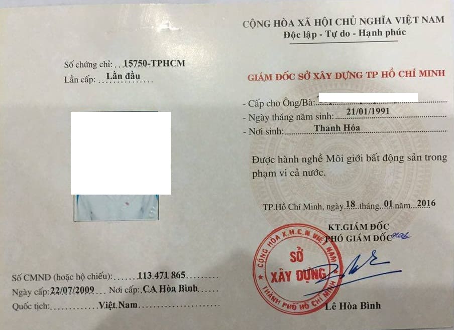 Chứng chỉ hành nghề bất động sản Chứng chỉ hành nghề bất động sản