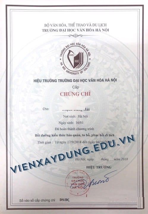 Chứng chỉ bôì dưỡng kiến bồi dưỡng kiến thức về tu bổ di tích chứng chỉ bôì dưỡng kiến bồi dưỡng kiến thức về tu bổ di tích