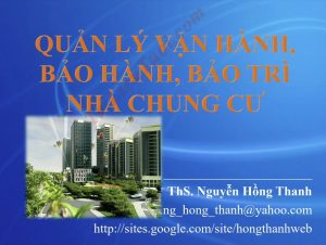Tài liệu giáo trình Quản lý vận hành nhà chung cư, tòa nhà