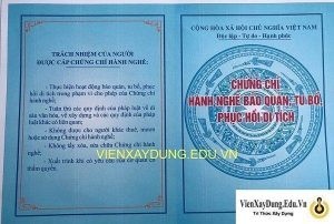DV Cấp Chứng Chỉ Hành Nghề Tu Bổ Trùng Tu Di Tích