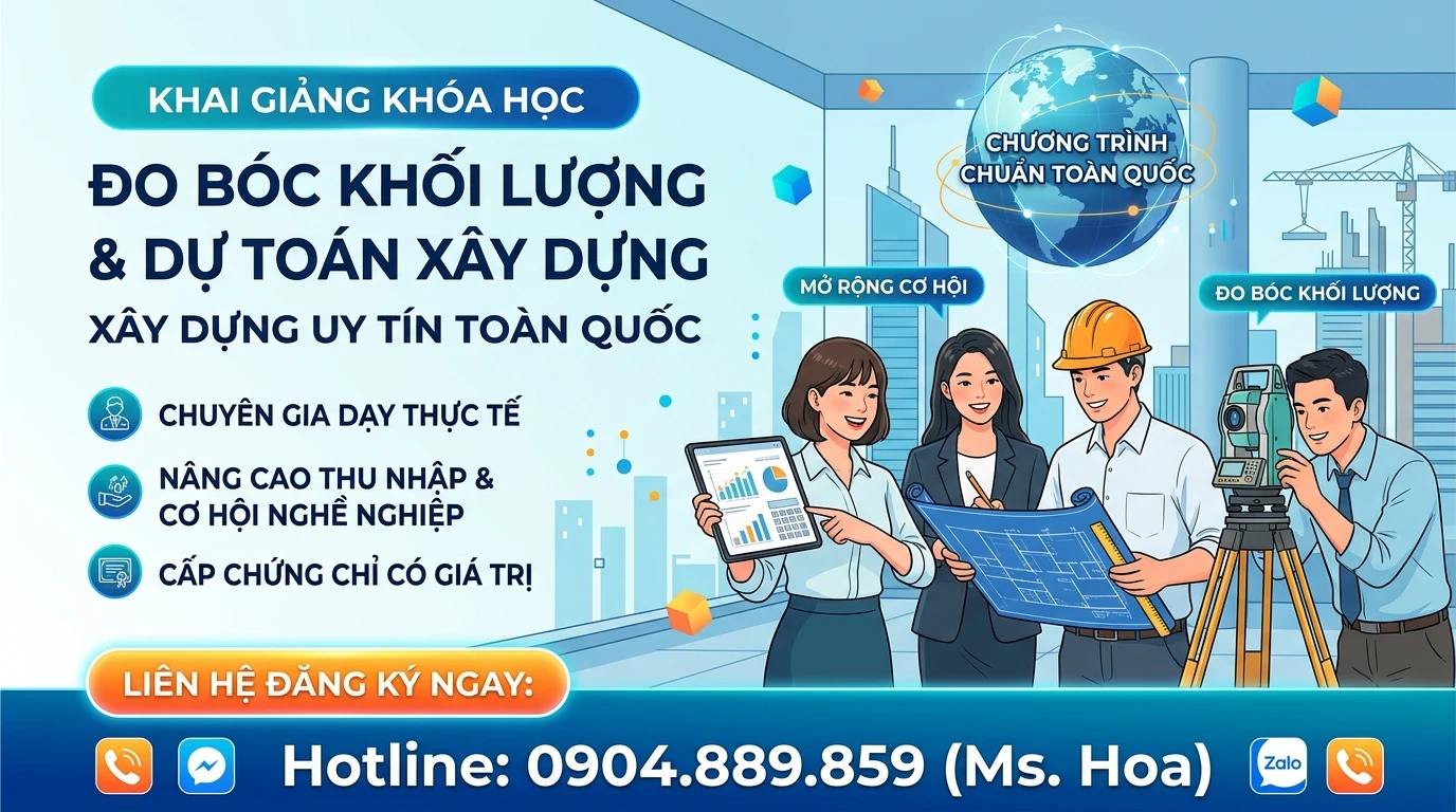 Khai giảng và tuyển sinh khoá học lập dự toán đo bóc tách khối lượng