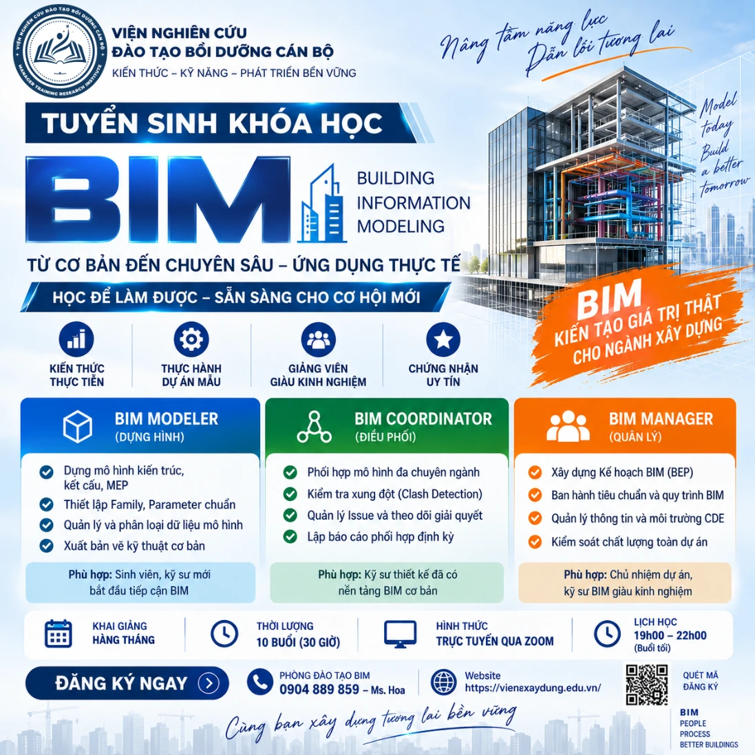 Khóa học BIM xây dựng: BIM Modeler, BIM Coordinator, BIM Manager