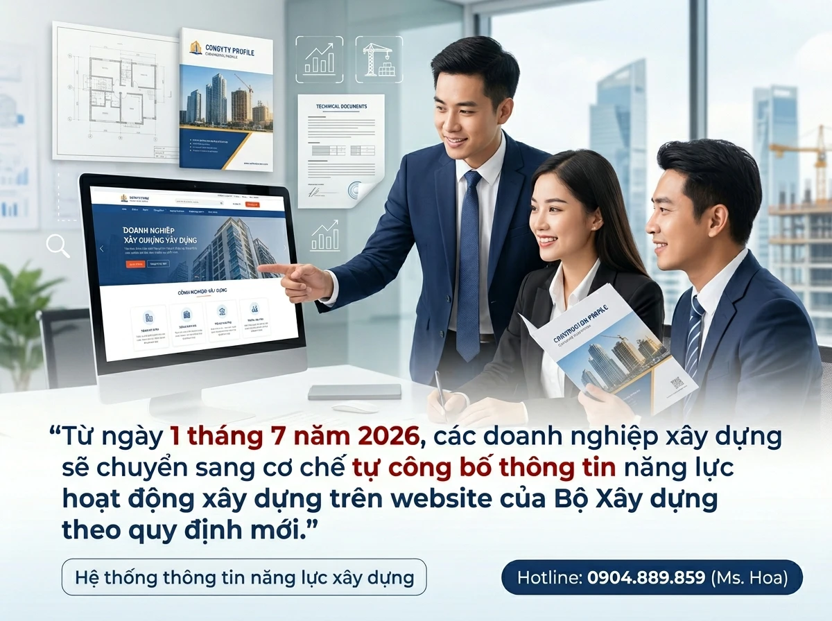 Công bố thông tin năng lực lên web bộ xây dựng